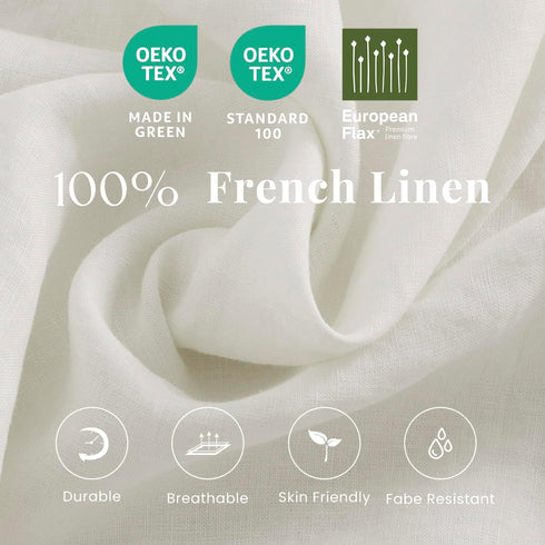 S VICTORY SYMBOL 100% Organic Linen Pillowcases, 1 Pair 20"x30", French Natural Flax Soft Basic Washed Creamy-White