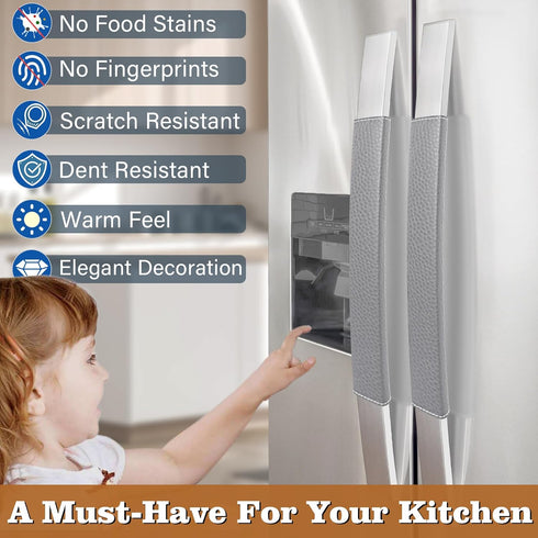 Refrigerator Door Handle Covers, Set of 6, Adjustable Appliance Handle Covers, Keep Your Kitchen Clean, Microwave Oven Stove Dishwasher Handle Protector, Non Slip Fridge Handle Cover (Gray) by Rikzor