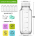 6 Pack 16 Oz CUCUMI Glass Milk Bottles with Lids, Glass Juice Bottles with Scale & Silicone Pour Spout, Reusable Juice