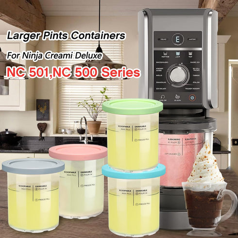 4 Pack,Compatible 11-in-1 NC501 NC500 Maker,24oz Replacement for Creami Deluxe Pints and Lids with Ninja Creami Series