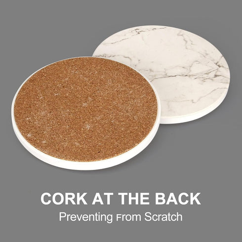 6 Pack Set White Marble Coaster with Holder Absorbent Drink Coasters Ceramic Cute Coaster Bar Dining Coffee Table