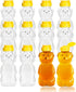 KEJJNYER 12 Pack Honey Bear Bottle 12 oz, Reusable Plastic Honey Bear Jars