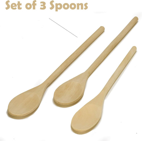 Imusa 3-Piece Wooden Spoons Set | Maplewood | Non-Scratch | For Cooking