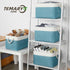 Temary Fabric Storage Baskets 4 Pack, Decorative Bins with Rope Handle for Gift, Clothes, Blankets (White & Teal,