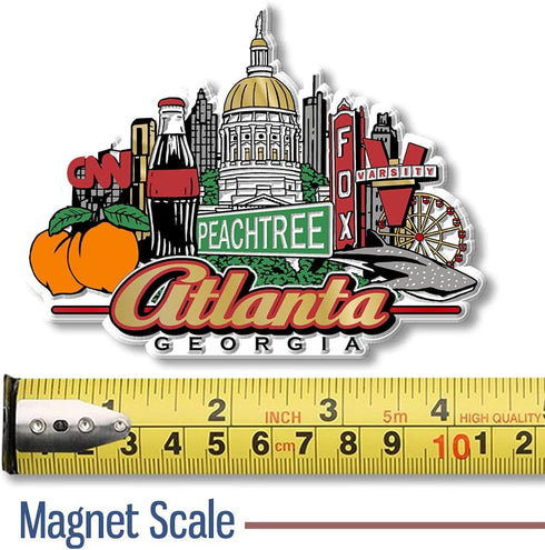 Atlanta City Magnet by Classic Magnets, 3D Rubber Vintage-Style Collectible Souvenirs Made in The USA, 4.2" x 3.2"