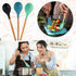 3 Pcs Large Silicone Spoon with Wooden Handle, Mixing Spoons for Cooking Baking Stirring, Nonstick Heat-Resistant