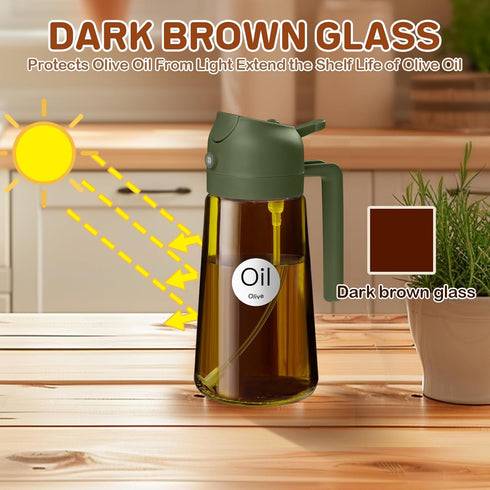 2Pcs 16oz/470ml 2 1 YARRAMATE Dark Brown Oil Sprayer for Cooking with Stickers, Food-grade Premium in Olive Oil