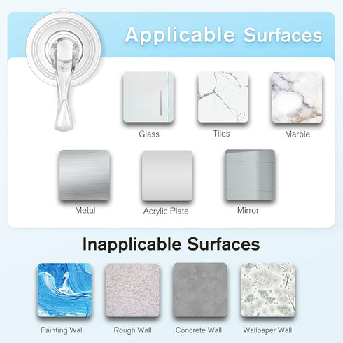 VIS'V Small Shower Suction Cup Hooks with Wipes, Heavy Duty, Removable and Reusable, Clear, 6 Pcs
