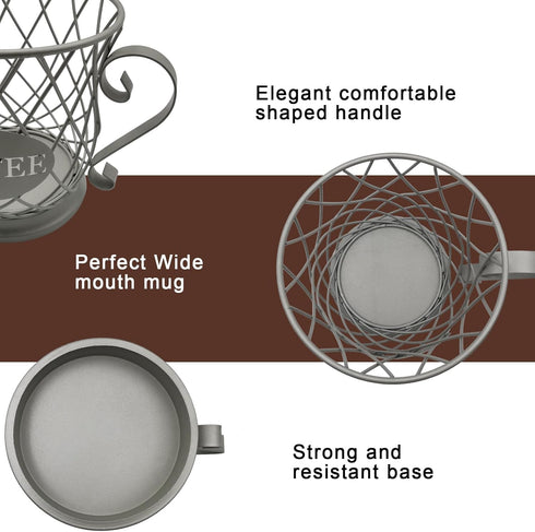 Coffee Pods Storage Basket - Silver Holder for 35 K Cup Organizer, Coffee Basket Decor for Coffee Bar Countertop