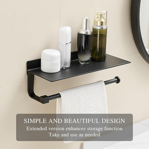 Hand Towel Holder for Bathroom -Paper Towel Holder Wall Mount - for Bathroom Black Paper Towel Holder with Shelf