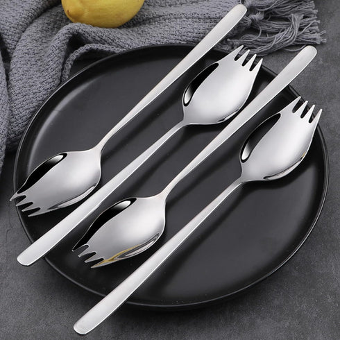 IQCWOOD Sporks Stainless Steel - 8 Pack 18/10 Spork, 7.4 Inches Long Handle Dessert Forks