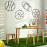 4 Packs Funrous Sports Room Wall Decor for Boys Metal Modern Soccer Football Wall Art Decor Black Basketball Baseball
