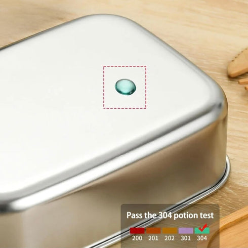 Premium Stainless Steel Bento Lunch Box, Eco-Friendly 28 oz Food Container with Leak-Proof Bamboo Lid and Cutlery