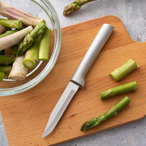 RADA Cutlery 3.25" Serrated Regular Paring Knife (R142) - Stainless Steel Hollow Ground Blade, Silver Handle
