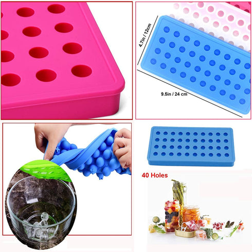 Mydio Mini Ice Ball Molds DIY Tool for Candy, Pudding, Jelly, Milk, Juice, Chocolate, Cocktails & Whiskey (1 Pack, Blue)