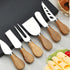 6-Piece Cheese Knife Set, Wooden Handle Stainless Steel Cheese Slicer, Fork Spreader for Cheese Gift Set