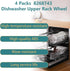 8268743 Dishwasher Upper Rack Wheel Replacement, Fit for Whirlpool Kenmore KitchenAid (Pack of 4)