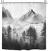 Riyidecor Misty Shower Curtain, 72" x 72" Foggy Snow Mountain Scenery for Bathroom Decor with 12 Pack Hooks