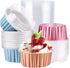 EUSOAR Baking Cups Aluminum Foil, 5oz Pack of 30 Blue Red Rose Gold Cupcake Cups with Lids, 125ml Ramekins