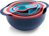 COOK WITH COLOR 8 Piece Nesting Bowls Set - Includes Mixing Bowls, Colander, Sifter, Measuring Cups, Navy
