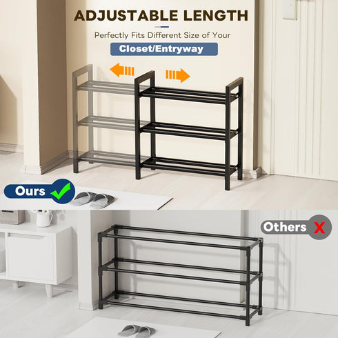 18-33 Closet, 3-Tier Mavivegue Expandable Shoe Rack for Shoe Organizer, Adjustable Shoe Rack for Front Door Entrance