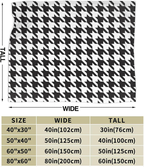 Perinsto 50"X40" Houndstooth Pattern Throw Blanket Ultra Soft Warm All Season Decorative Fleece Blankets for Bed Chair