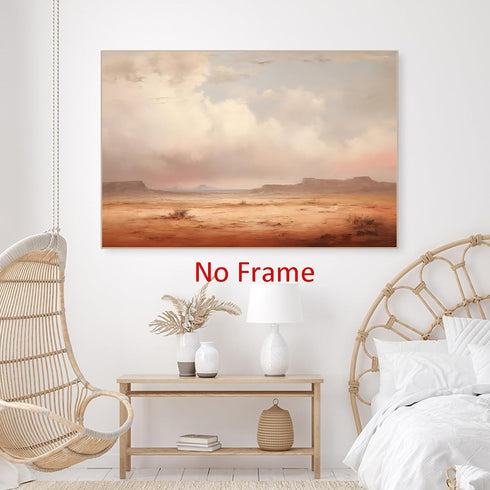 Vintage Desert Painting, Neutral Landscape Artwork, Nature Wilderness Wall Art, 16x24 Inch Desert Mountain Pictures