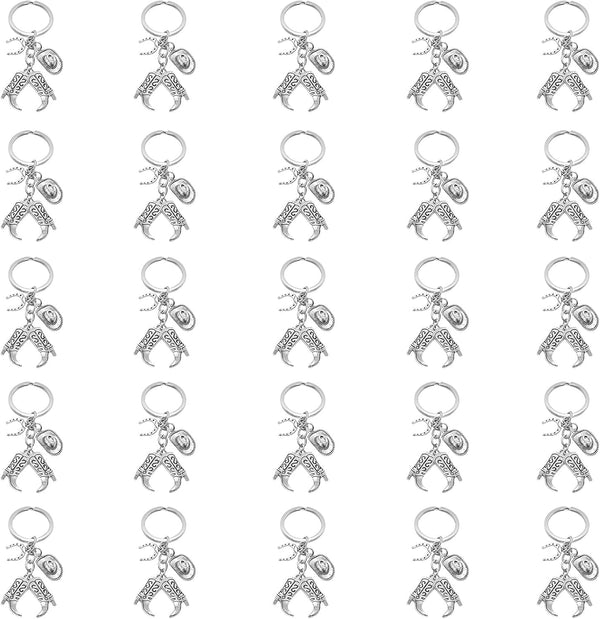 iMagitek 25 Pcs Western Cowboy Keychains - Western Party Favors Hat Boot Horseshoe Keychains for Guests
