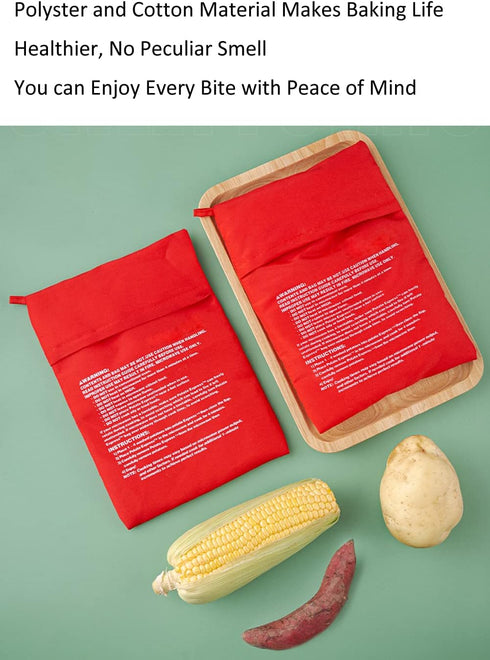 VASANA 4Pcs 4 Reusable Microwave Potato Bags Baking Potato Cooker Pouch Corn Baked Pouch Bag In Just Minutes Red Color