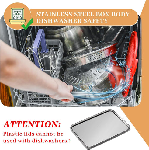 Hushee 9 Pack 304 4 Bacon Cheese Container for Refrigerator, Stainless Steel Airtight Deli Meat Container, Dishwasher
