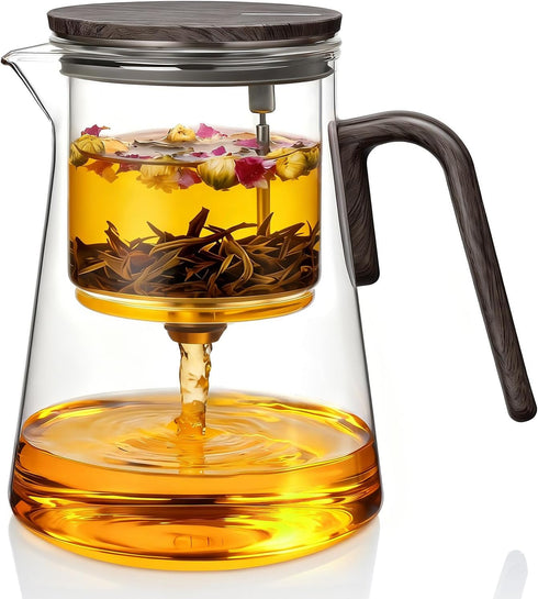 ZENS Magnetic Tea Pot, Large Enchanted Glass Teapot with Infuser and Magnetic