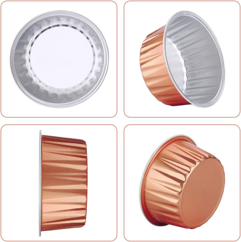 EUSOAR 30pcs Disposable Ramekins with Lids, 5oz Aluminum Foil Muffin Liners, Cupcake Baking Cups, Creme Brulee Holders