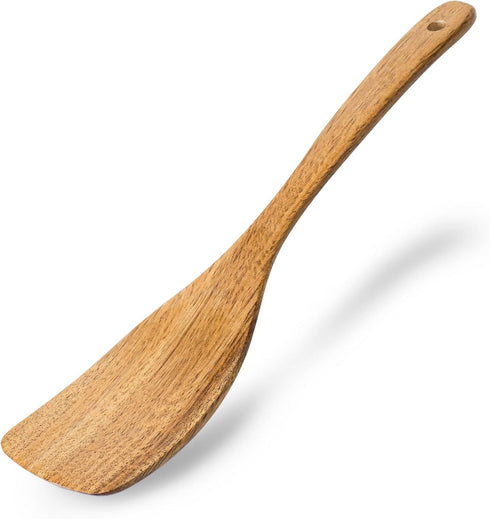 12.5inch Curved Wooden Spatula, Non-Scratch Wood Turner for Frying, Acacia Wooden Cooking Utensils for Non-Stick