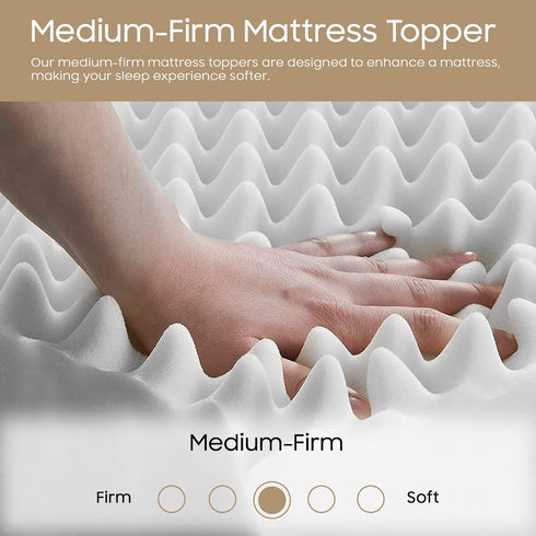 Zayton 2-inch Convoluted Foam Mattress Topper with Egg Shell Design | Breathable, Soft, and Comfortable Bed Toppers