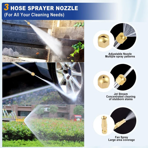 Yiliaw High Pressure Power Washer Wand - 38 Inch Garden Hose Nozzle Sprayer with 3 Sprayer Nozzle for Gutter, Patio,