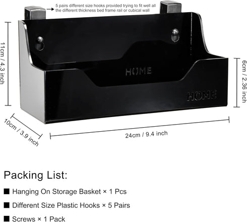 MATIMASU Bedside Caddy Hanging Storage Basket Little Plastic Beside Shelf Hang-on Storage Organizer for Collage Dorm