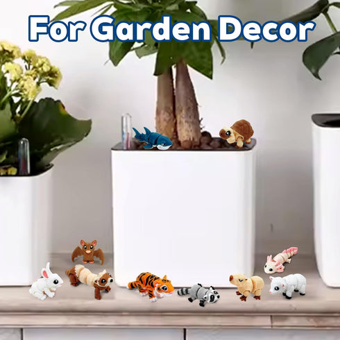 21 3D Set Pcs Mini Printed Animal Statues - Movable Joints Realistic Collectible Figurines for Adults, Home Office Desk