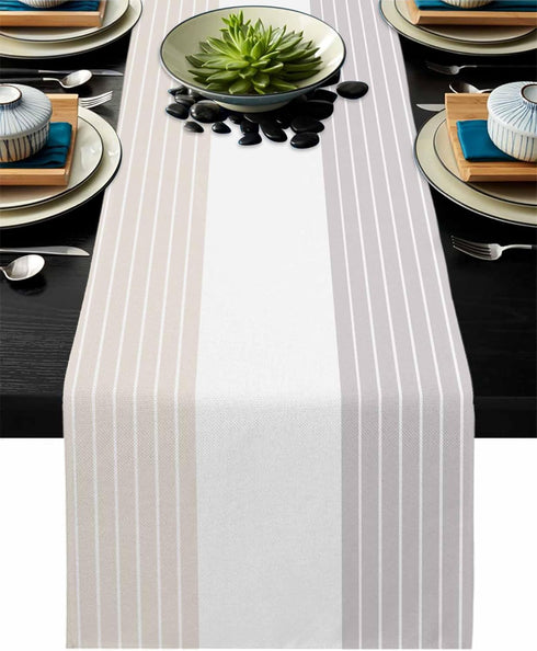 Geometric Table Runner 18x72inch, Ethnic Stripes Modern Art Linen Burlap Non-Slip Heat Resistant Cloth for Home Decor