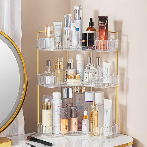 shuang qing 3-Tier Corner Bathroom Counter Organizer Storage Shelf for Makeup, Perfume