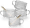 Vintage Glass Coffee Mugs Set of 4,14 OZ Embossed Glass Coffee Cups