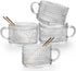 Vintage Glass Coffee Mugs Set of 4,14 OZ Embossed Glass Coffee Cups