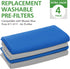 4 Pack Replacement Washable Pre-Filters for Blueair Blue Pure 411, Removes Pollen, Dust, Pet Dander