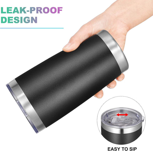 VEGOND 20oz Tumbler with Lid and Straw, Stainless Steel Vacuum Insulated Travel Coffee Mug, Black