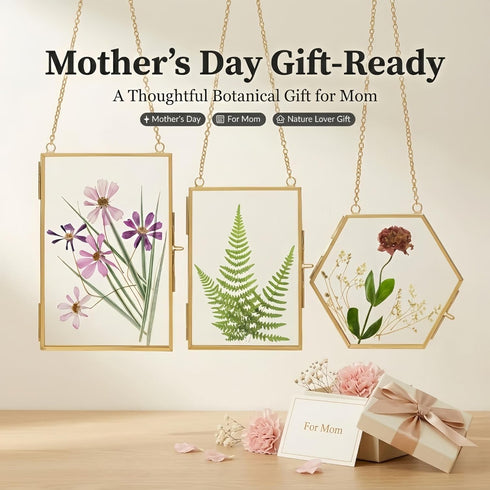 Relaxing Garden Pressed Flower Craft Kit for Adults & Women, DIY Floating Double Glass Frame Kit with Real Dried