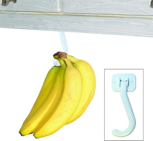 Banana Hook Hanger by Gadjit (2 Pack) - Under Cabinet Hook to Hang Bananas, Prevents Bruising