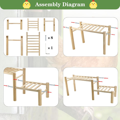 Vehomy Natural Wood Chicken Perch - Adjustable Roosting Ladder for Poultry