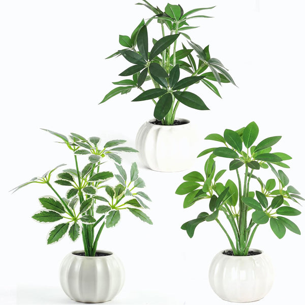 ChopiLine Artificial Plants Stems with Vase, 3 Pack Fake Plants for Home Decor,