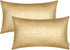BRAWARM Gold Faux Leather Pillow Covers 12 x 20 Inches, Pack of 2 Crocodile Decorative Lumbar Throw Pillows