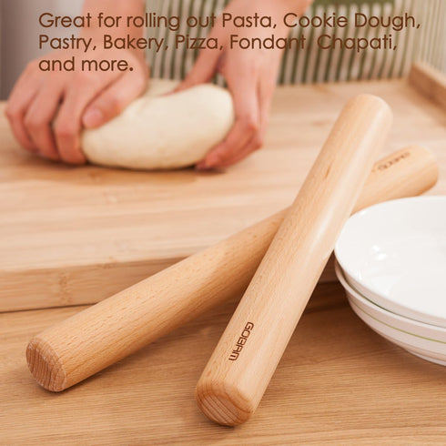 GOBAM Small Wood Rolling Pin - Dough Roller for Pasta, Cookies, Pie, Pizza, 11 x 1.38 Inches