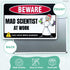 Mad Scientist at Work Tin Sign - Funny Science Wall Decor, Metal Posters for Classroom, Gifts for Adults
